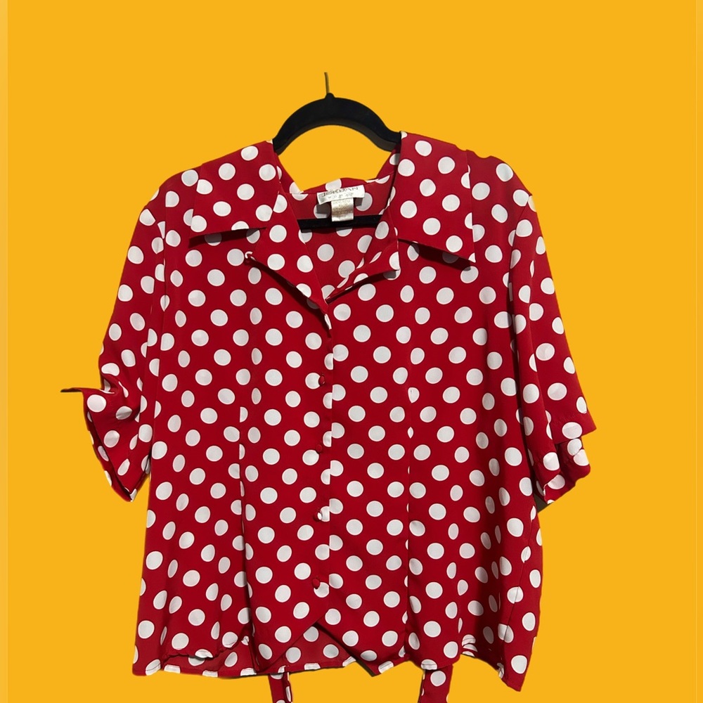 VTG Red Polka Dot Button Down